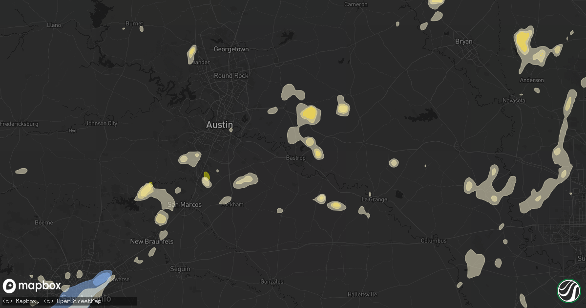 Hail map in Bastrop, TX on August 28, 2026