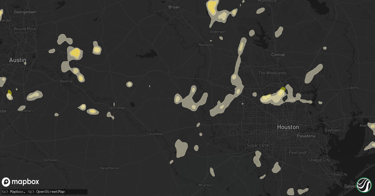 Hail map in Bellville, TX on August 28, 2026