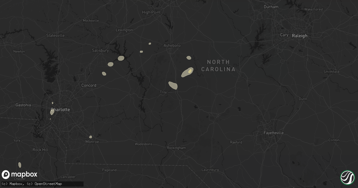 Hail map in Biscoe, NC on August 28, 2026