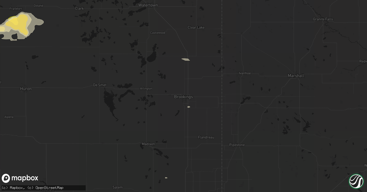 Hail map in Brookings, SD on August 28, 2026