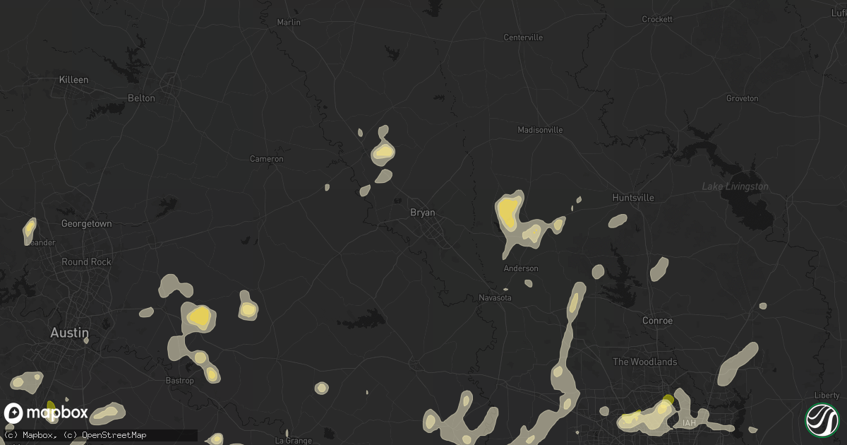 Hail map in Bryan, TX on August 28, 2026
