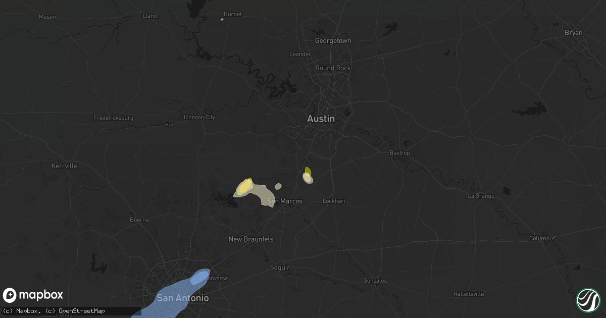 Hail map in Buda, TX on August 28, 2026