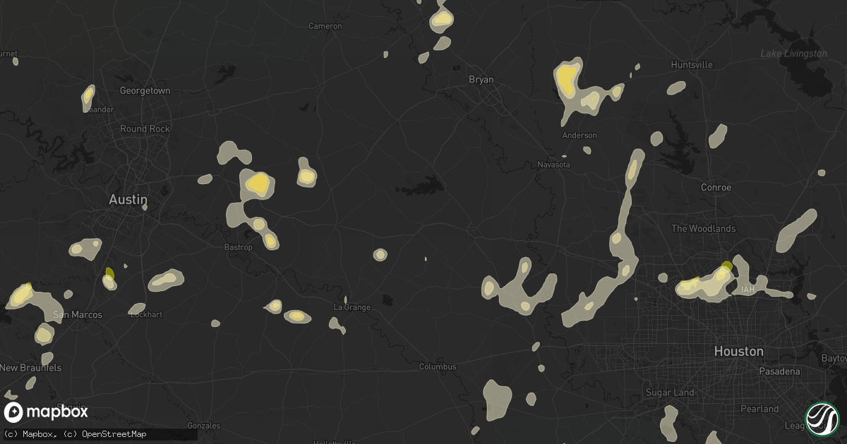 Hail map in Burton, TX on August 28, 2026