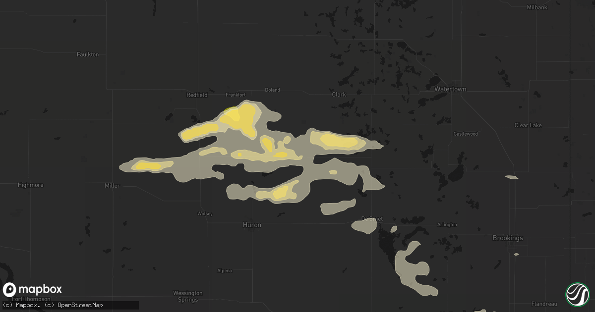 Hail map in Carpenter, SD on August 28, 2026