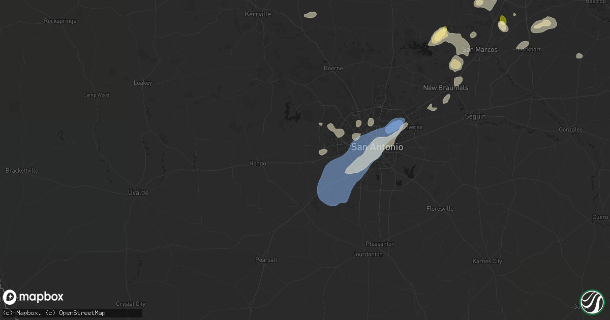 Hail map in Castroville, TX on August 28, 2026