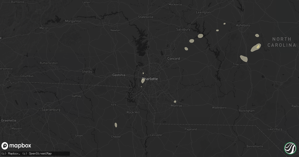 Hail map in Charlotte, NC on August 28, 2026