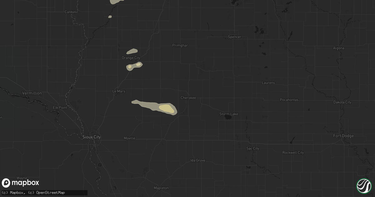 Hail map in Cherokee, IA on August 28, 2026