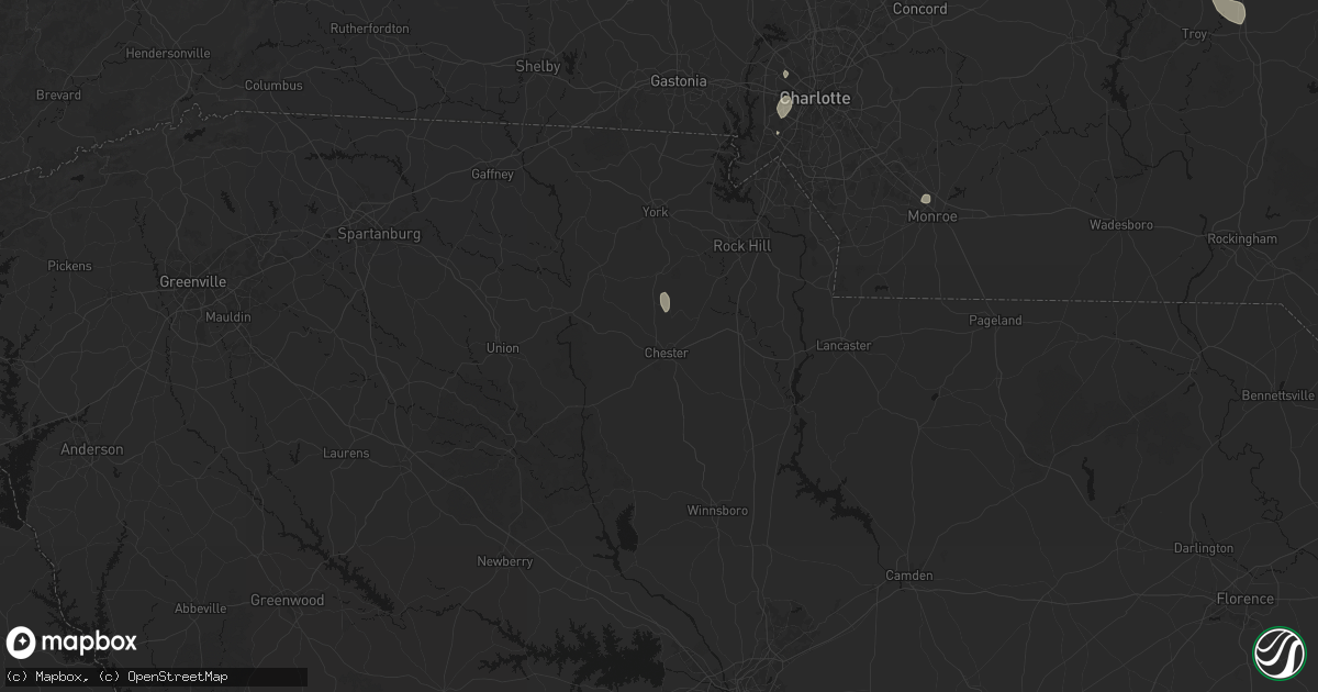 Hail map in Chester, SC on August 28, 2026