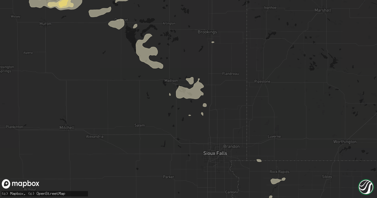 Hail map in Chester, SD on August 28, 2026
