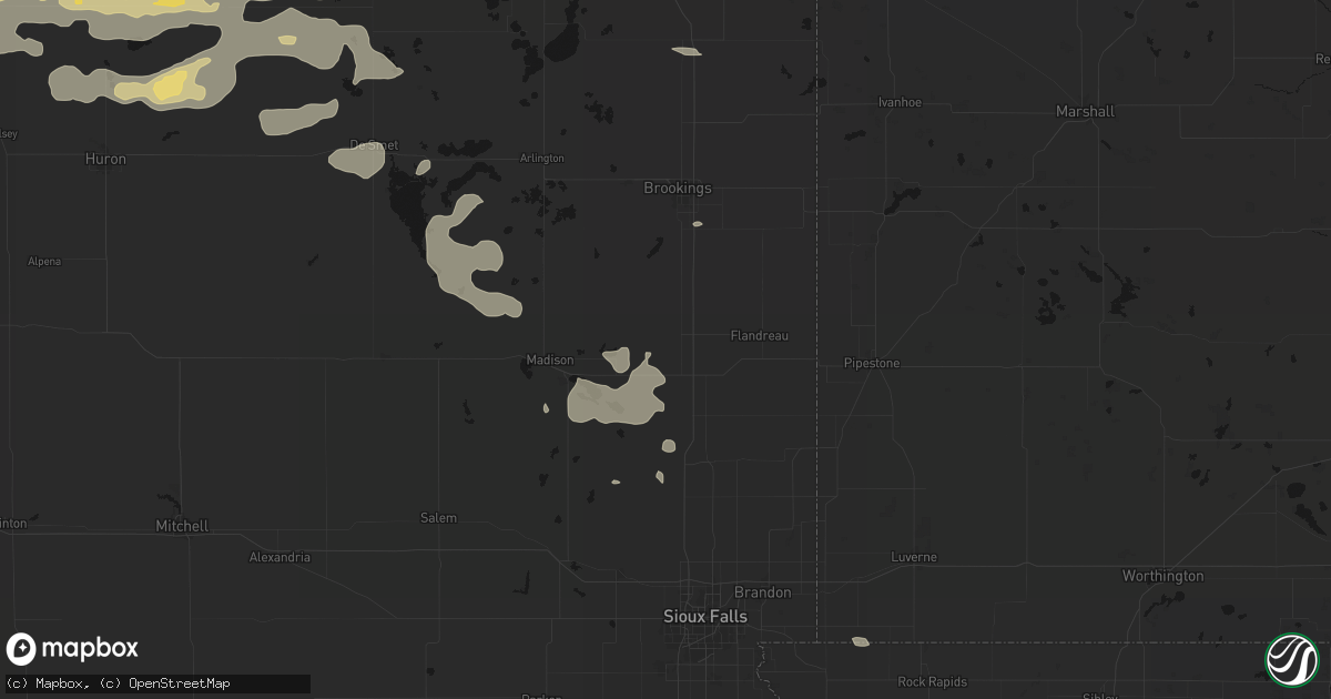Hail map in Colman, SD on August 28, 2026