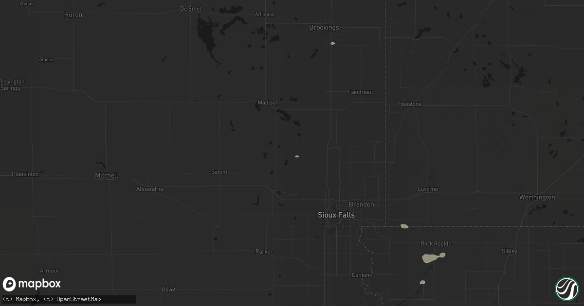 Hail map in Colton, SD on August 28, 2026