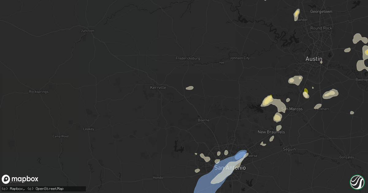 Hail map in Comfort, TX on August 28, 2026