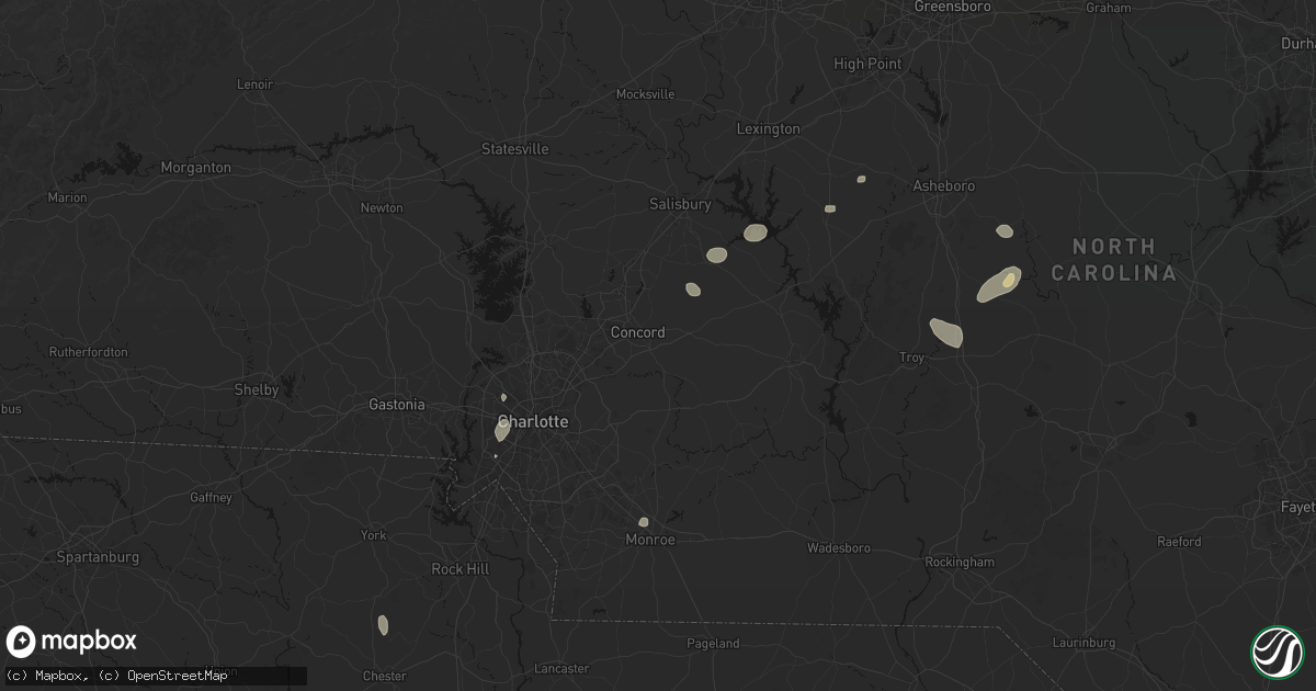 Hail map in Concord, NC on August 28, 2026