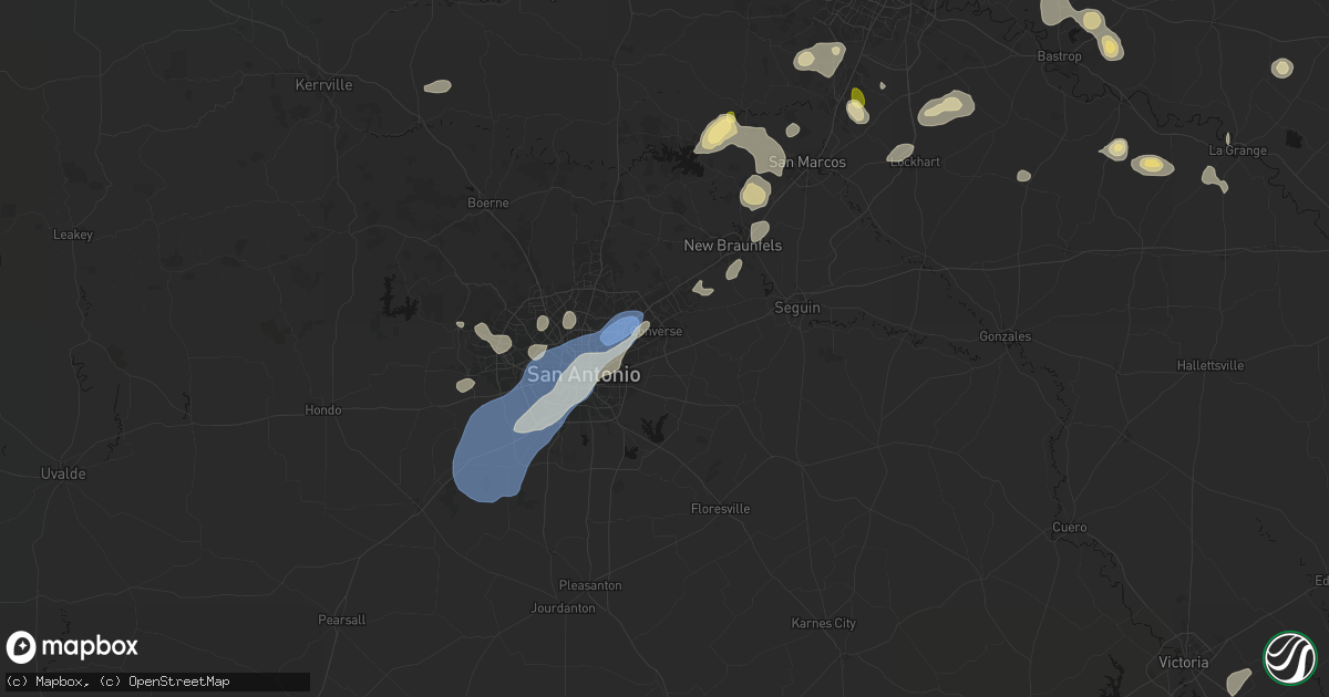 Hail map in Converse, TX on August 28, 2026