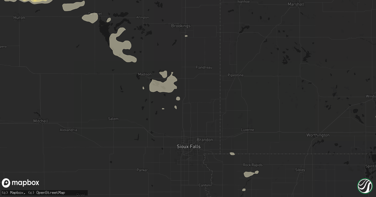 Hail map in Dell Rapids, SD on August 28, 2026