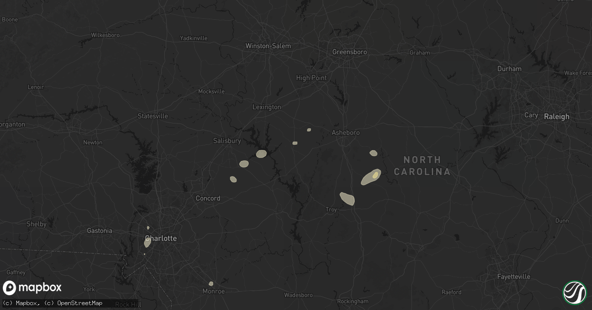 Hail map in Denton, NC on August 28, 2026