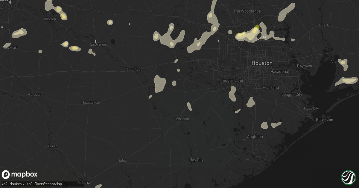 Hail map in East Bernard, TX on August 28, 2026