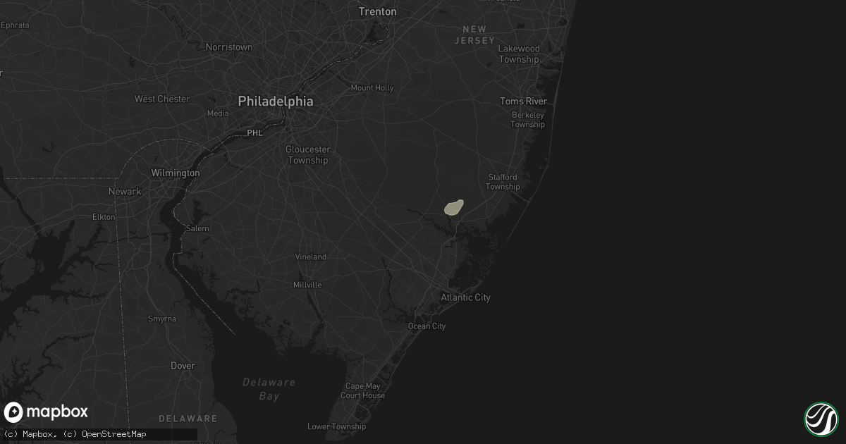 Hail map in Egg Harbor City, NJ on August 28, 2026