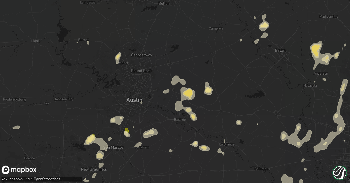 Hail map in Elgin, TX on August 28, 2026