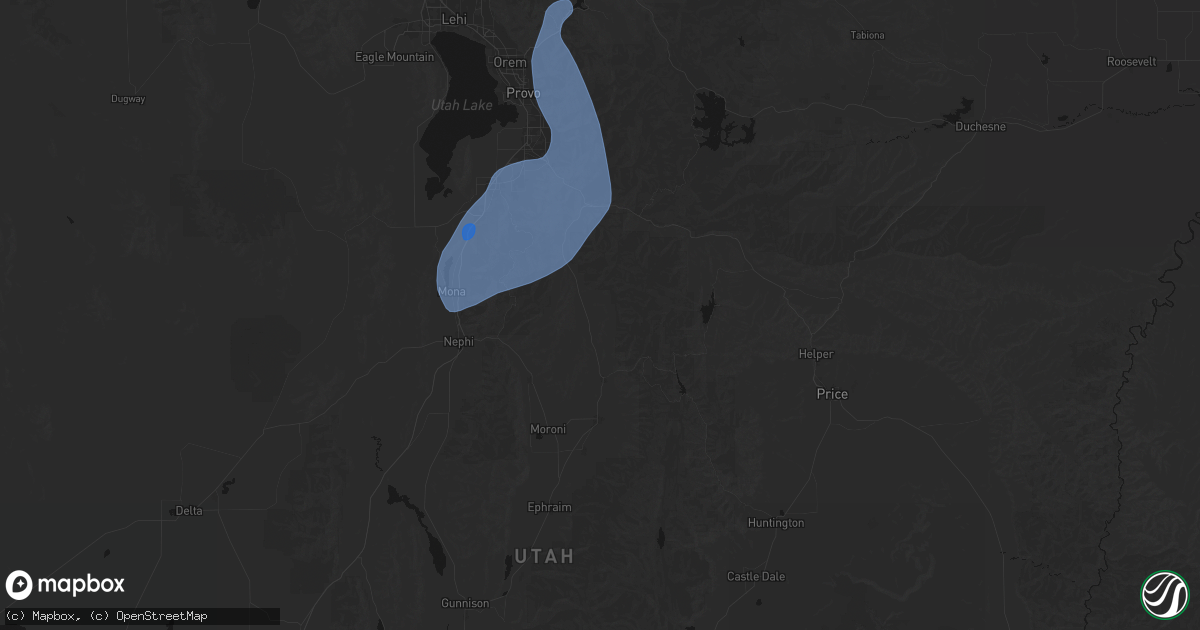 Hail map in Fairview, UT on August 28, 2026