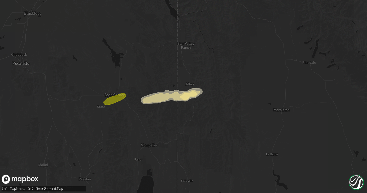 Hail map in Fairview, WY on August 28, 2026