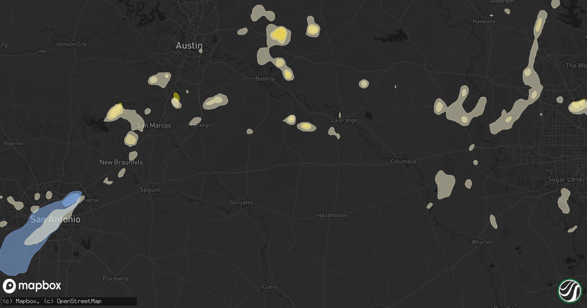 Hail map in Flatonia, TX on August 28, 2026