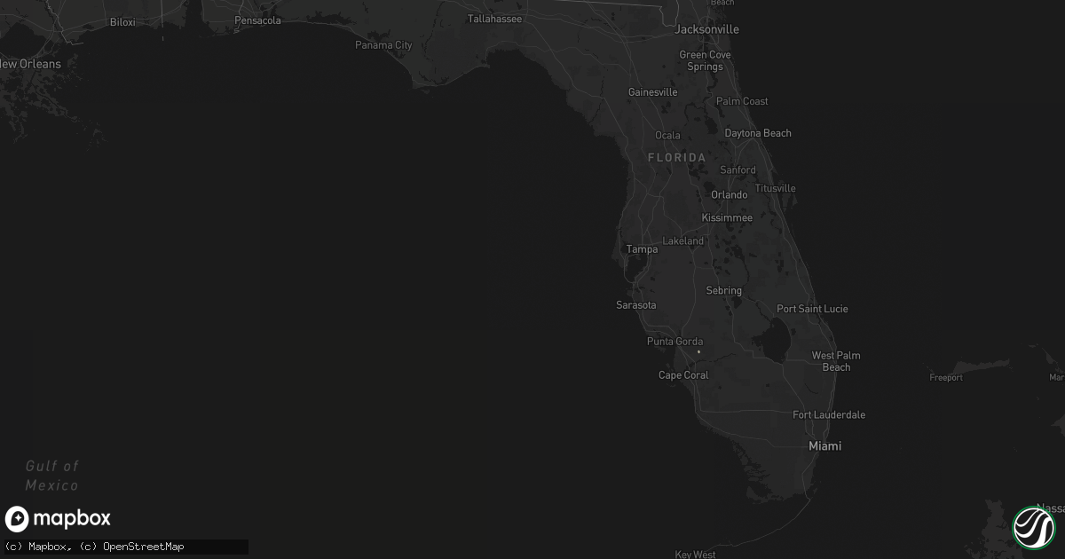 Hail map in Florida on August 28, 2026