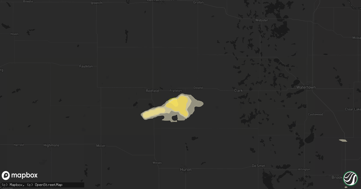 Hail map in Frankfort, SD on August 28, 2026