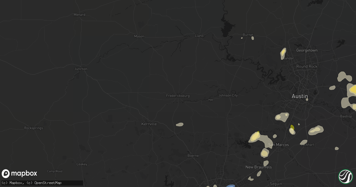 Hail map in Fredericksburg, TX on August 28, 2026