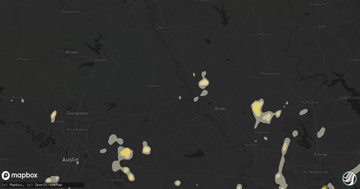 Hail map in Gause, TX on August 28, 2026
