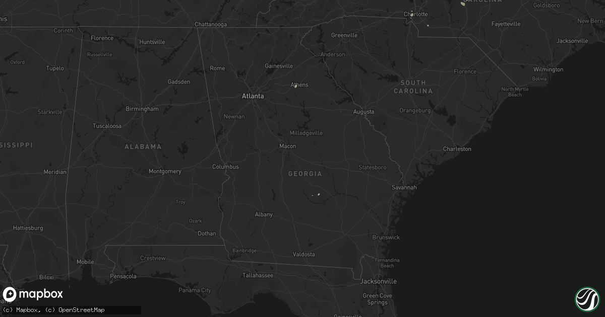 Hail map in Georgia on August 28, 2026