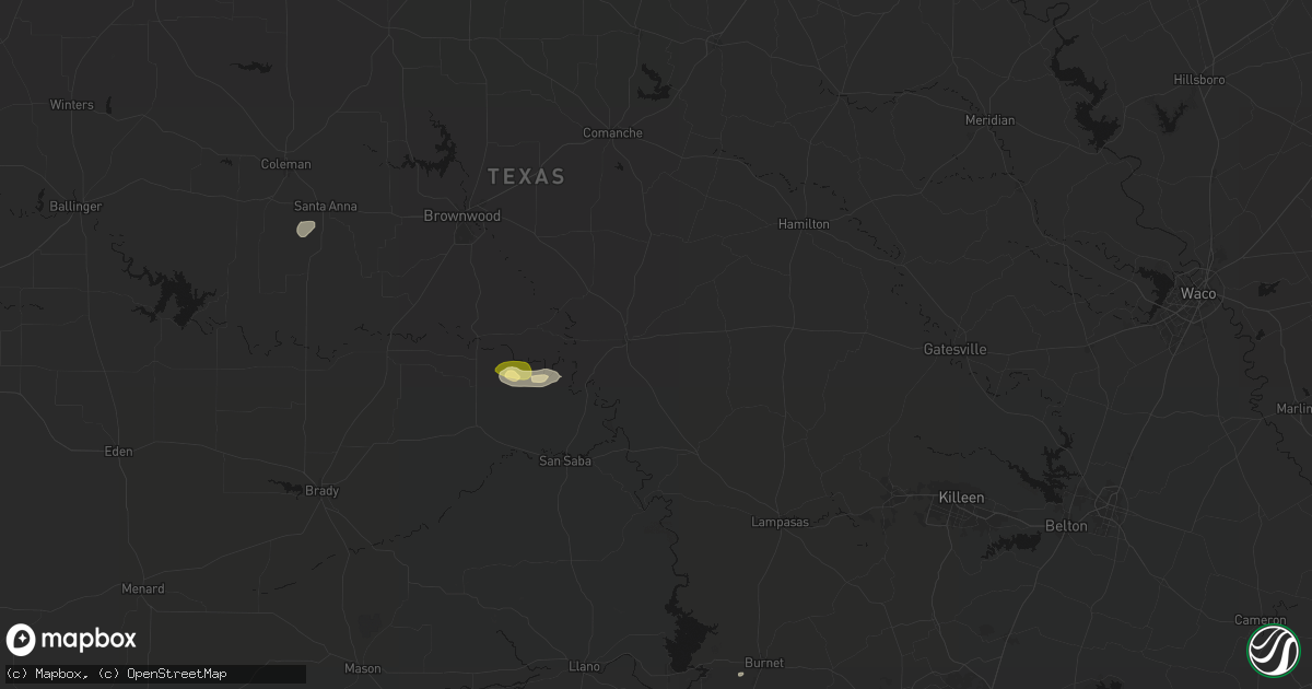 Hail map in Goldthwaite, TX on August 28, 2026