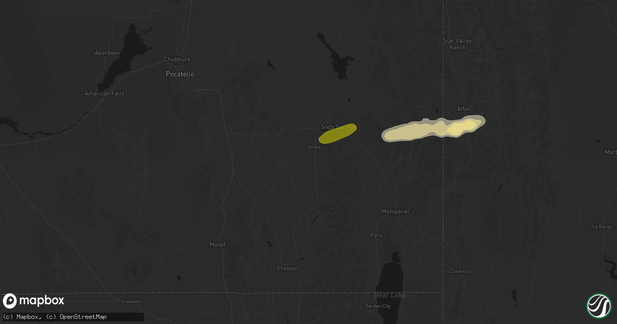 Hail map in Grace, ID on August 28, 2026