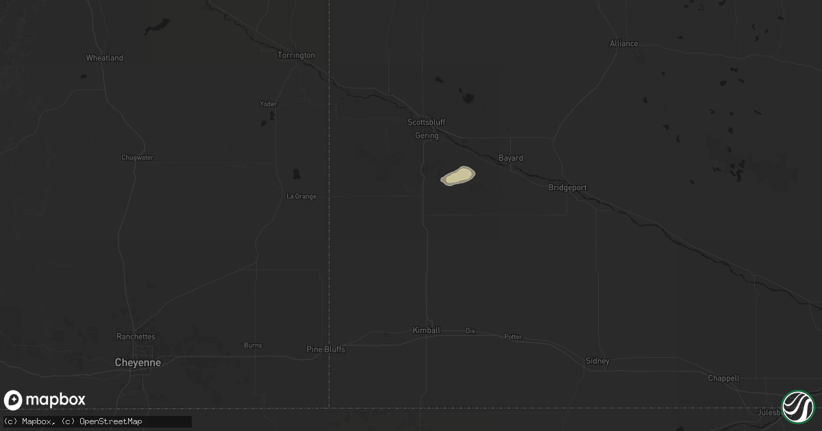 Hail map in Harrisburg, NE on August 28, 2026