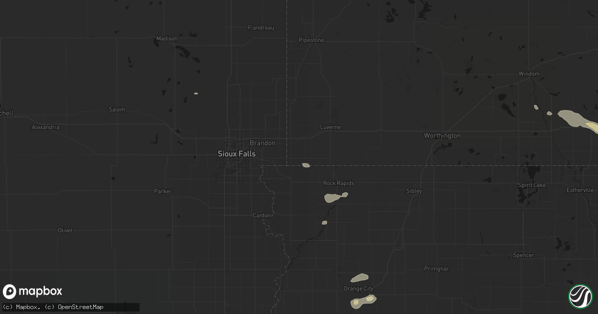 Hail map in Hills, MN on August 28, 2026
