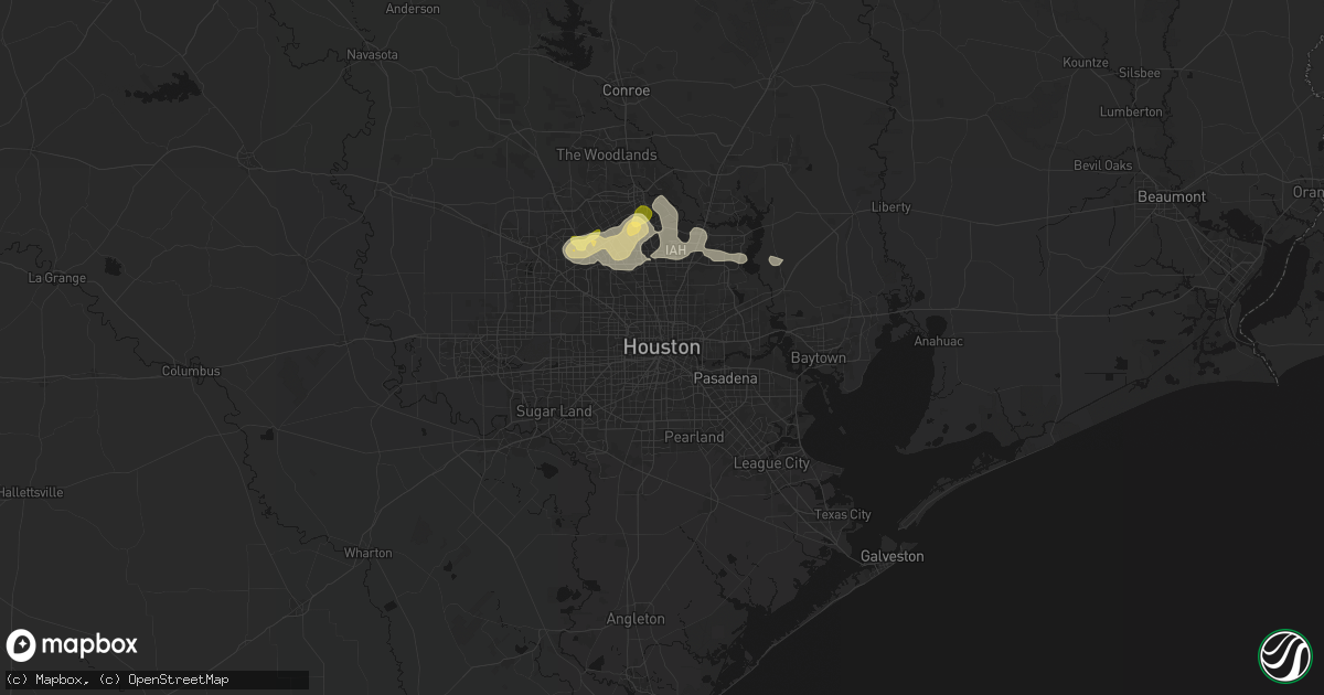 Hail map in Houston, TX on August 28, 2026
