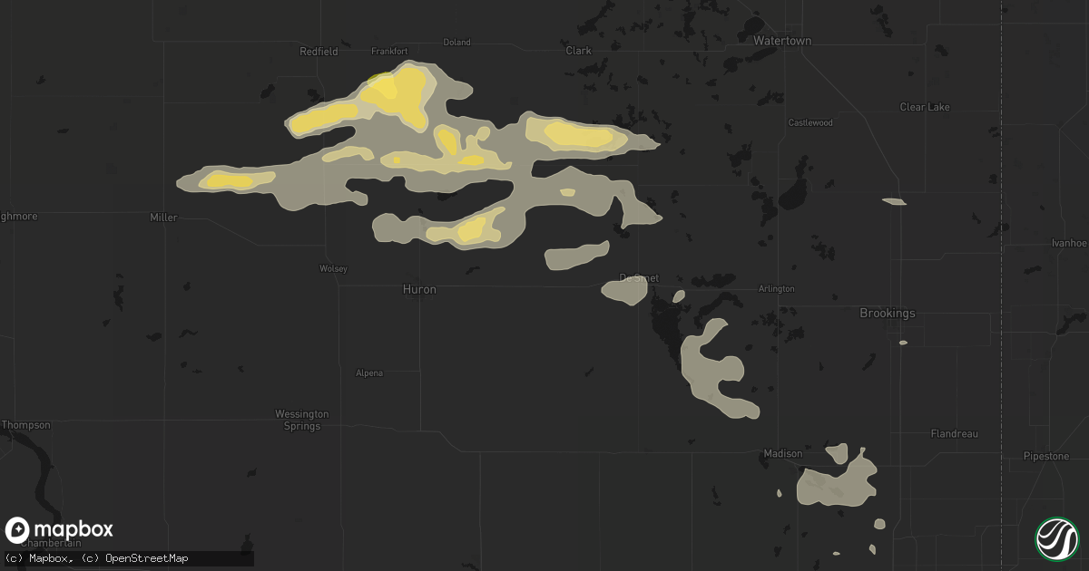 Hail map in Iroquois, SD on August 28, 2026