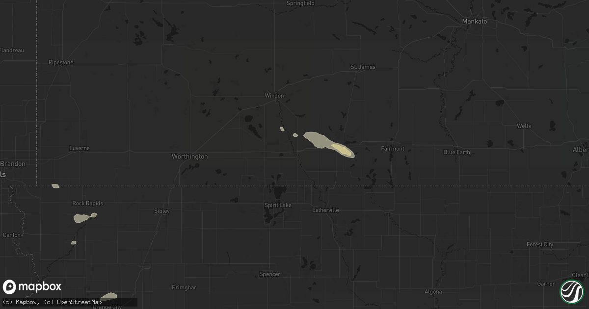 Hail map in Jackson, MN on August 28, 2026