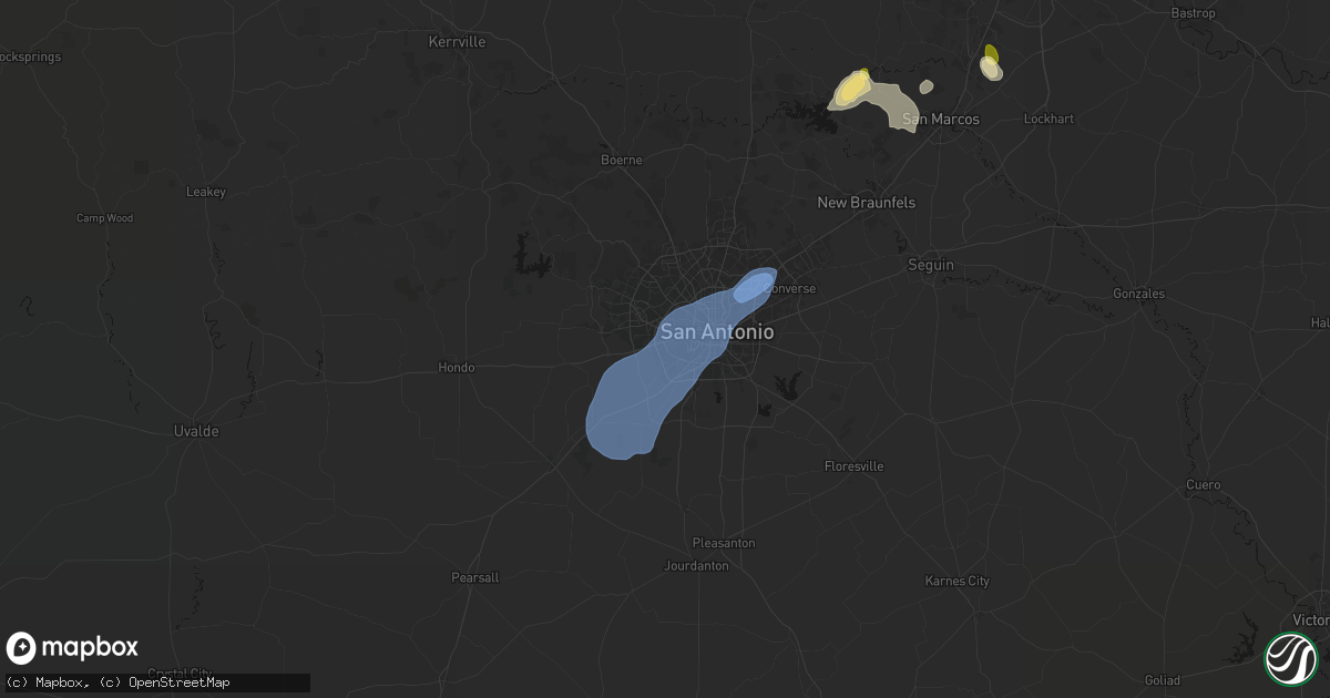 Hail map in Jbsa Lackland, TX on August 28, 2026