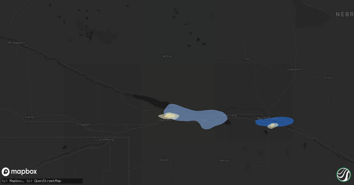 Hail map in Keystone, NE on August 28, 2026