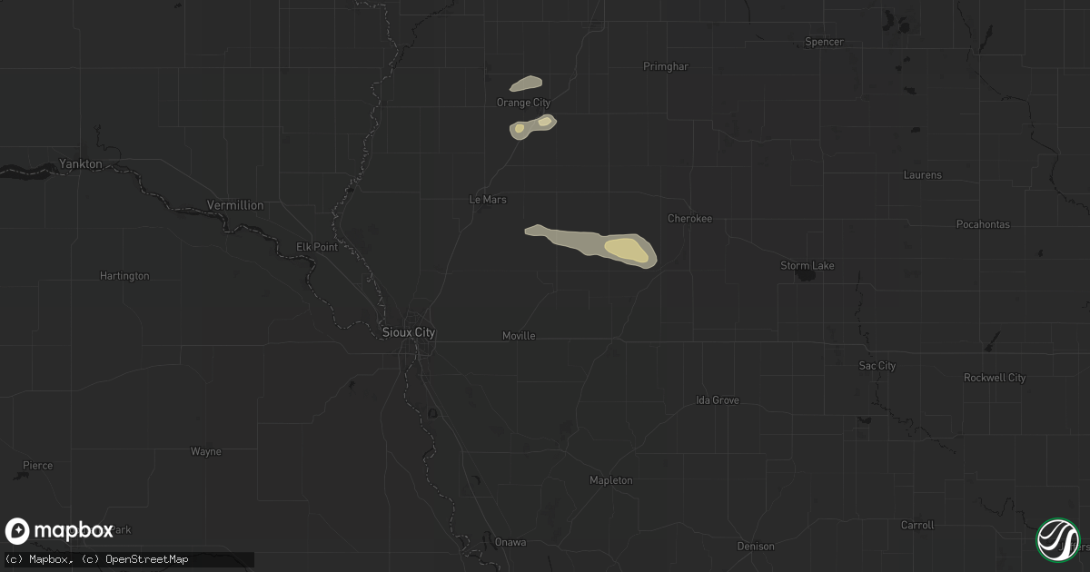 Hail map in Kingsley, IA on August 28, 2026