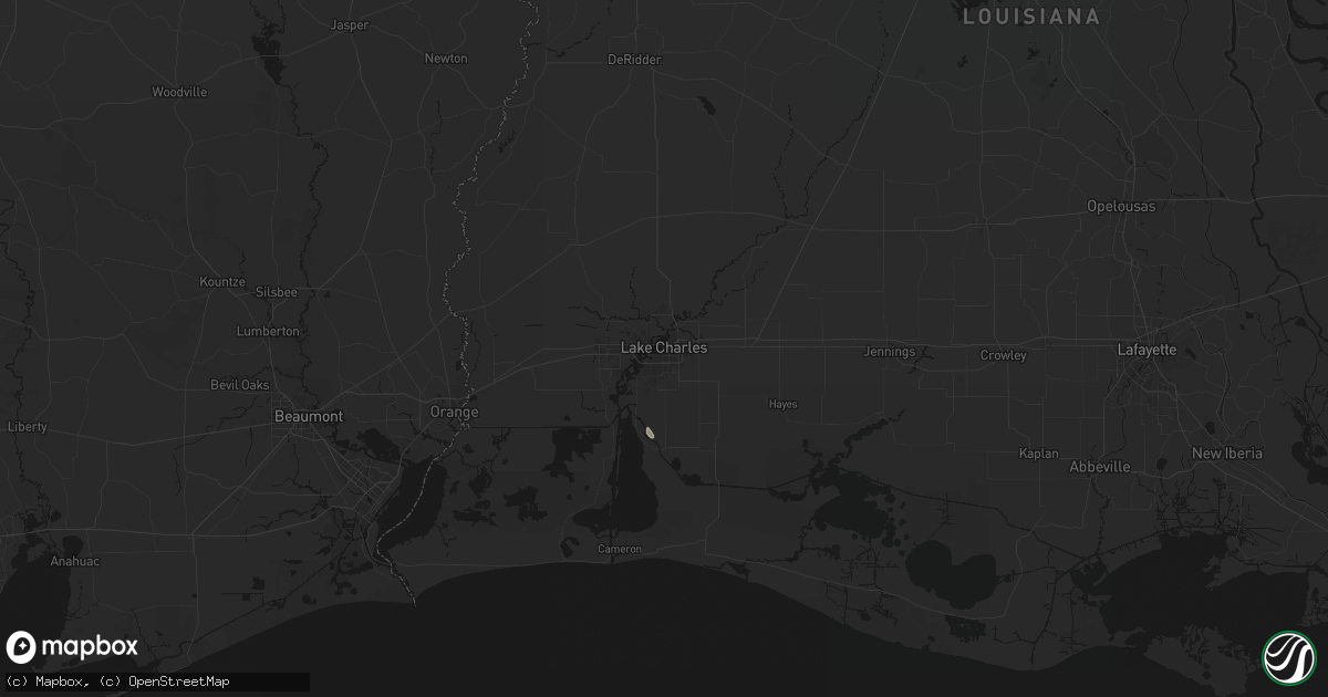 Hail map in Lake Charles, LA on August 28, 2026