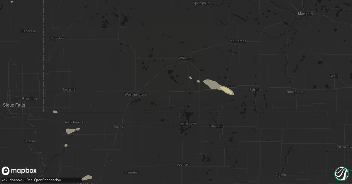 Hail map in Lakefield, MN on August 28, 2026
