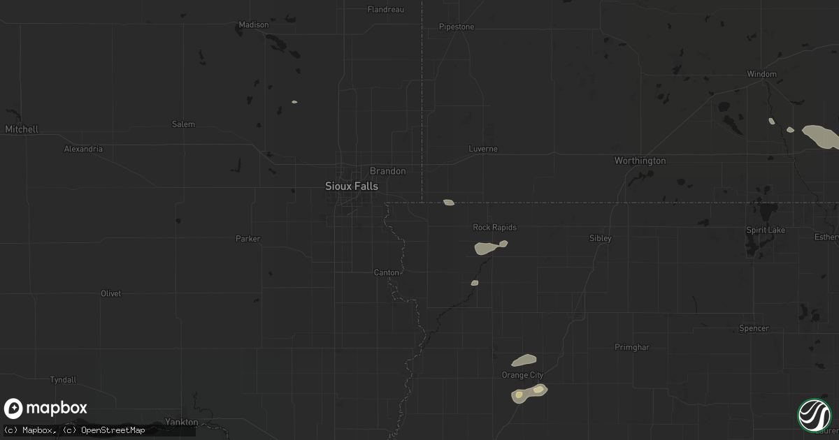 Hail map in Larchwood, IA on August 28, 2026