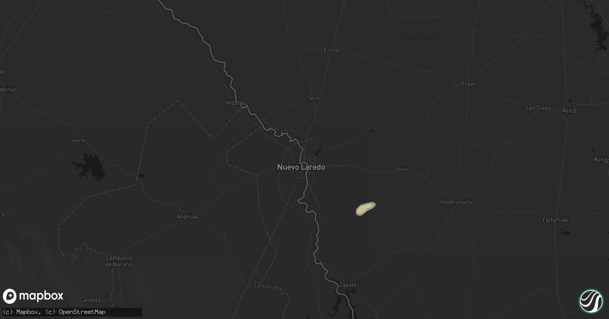 Hail map in Laredo, TX on August 28, 2026
