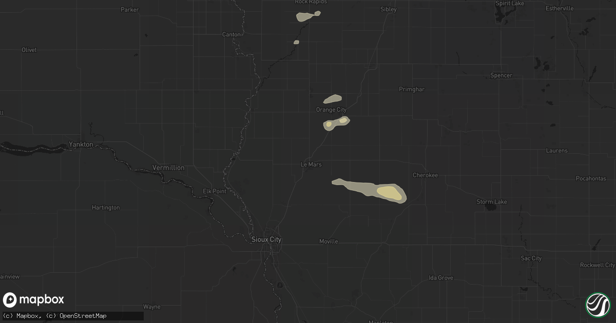 Hail map in Le Mars, IA on August 28, 2026