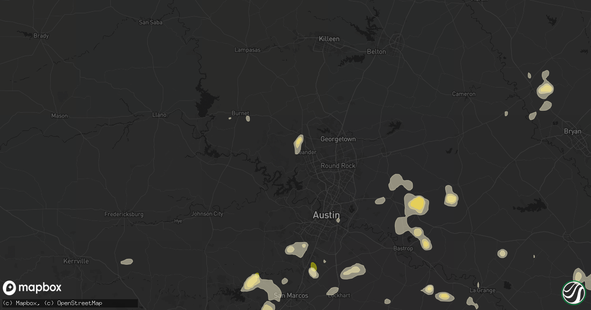 Hail map in Leander, TX on August 28, 2026