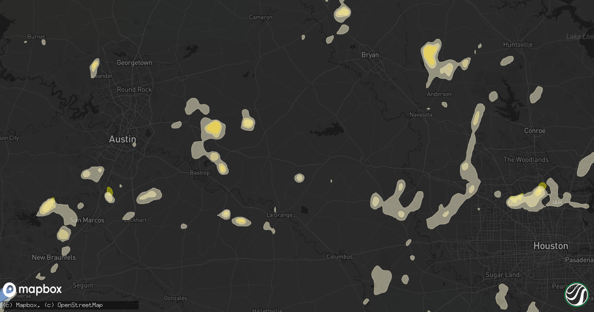 Hail map in Ledbetter, TX on August 28, 2026