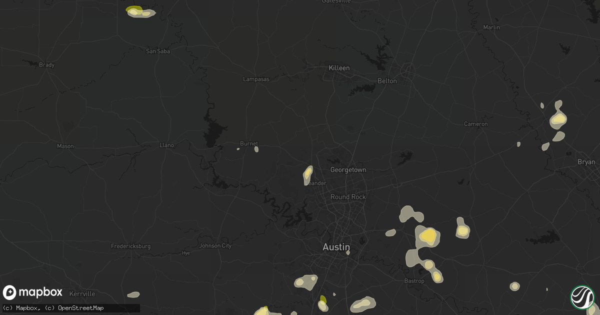Hail map in Liberty Hill, TX on August 28, 2026