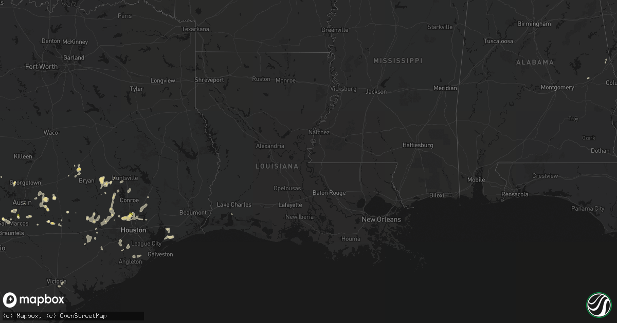 Hail map in Louisiana on August 28, 2026